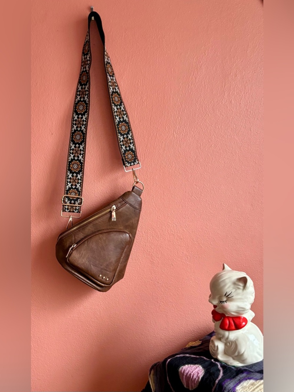 PS of Sweden Crossbody Sling Bag with Patterned Strap
